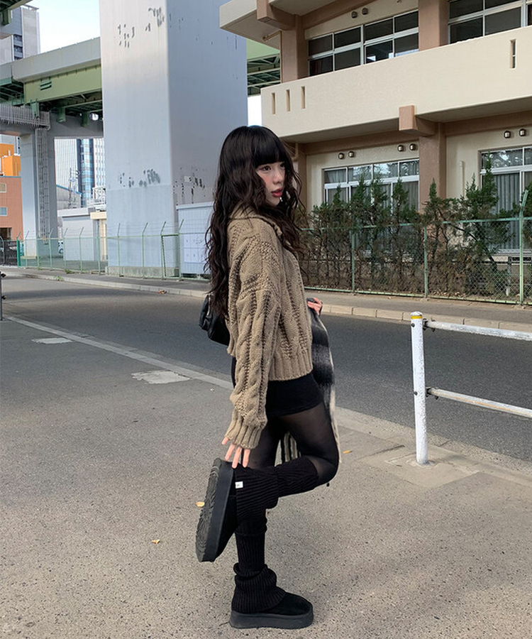 セクニットリブショートパンツ BLACK