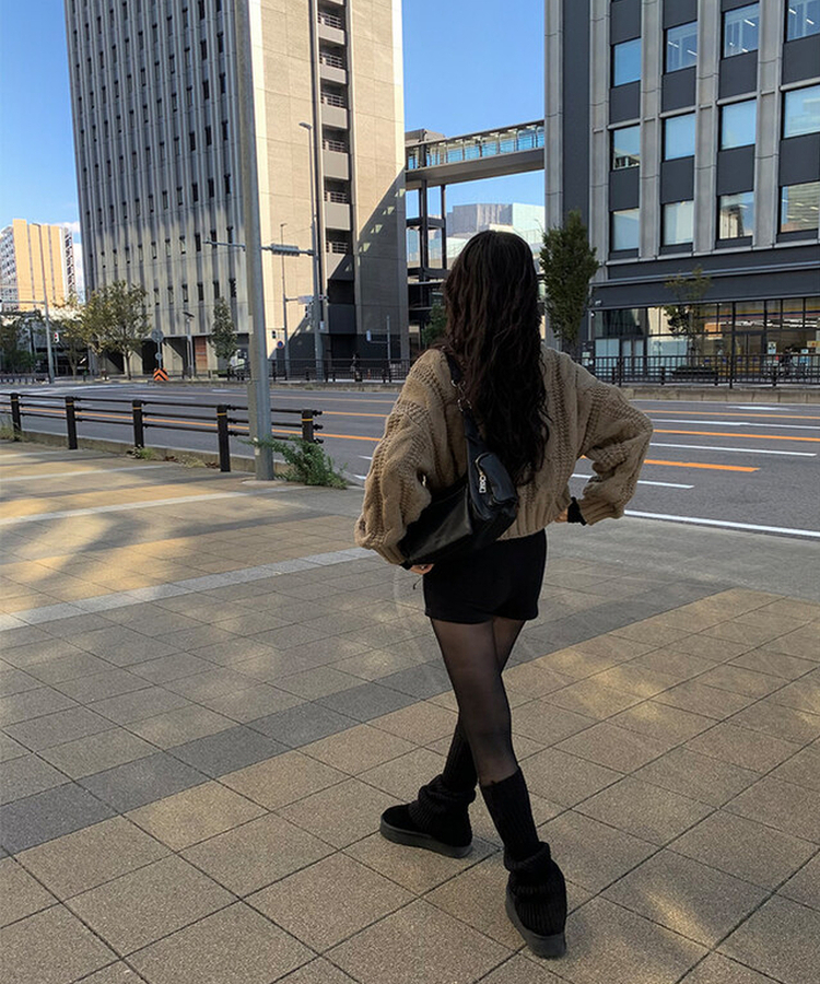 セクニットリブショートパンツ BLACK