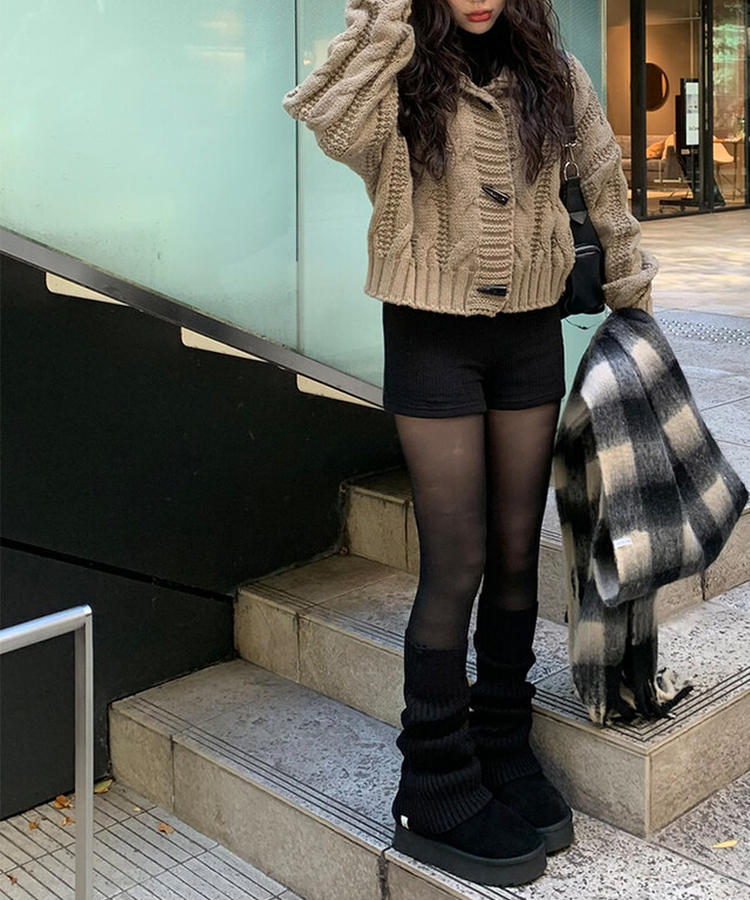 セクニットリブショートパンツ BLACK