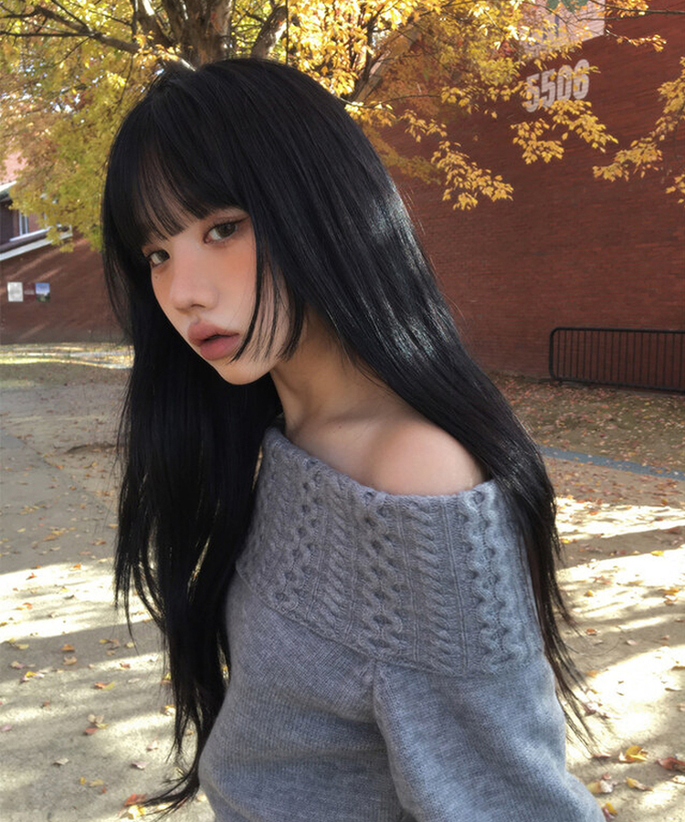 【マフラー付き】ニジュオフショルダーニット GREY
