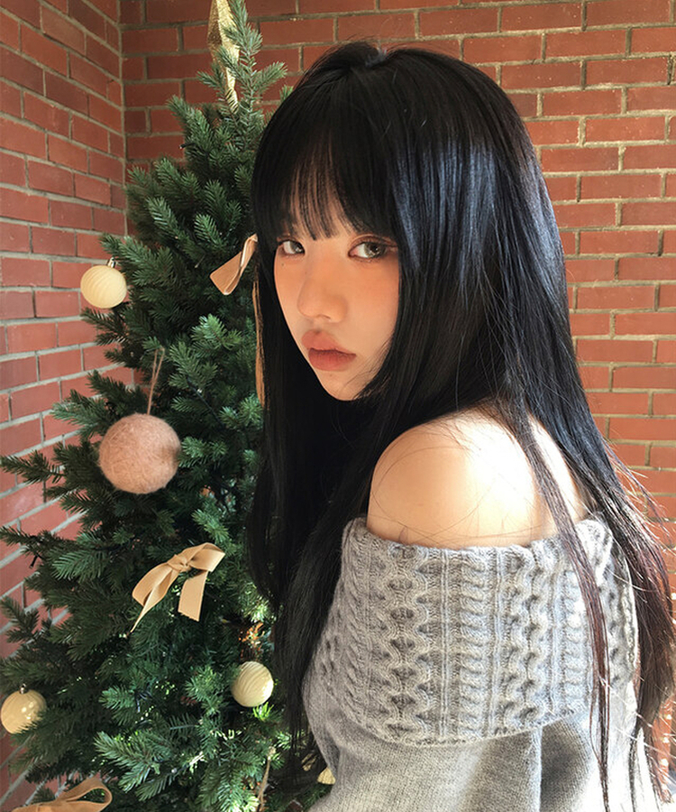 【マフラー付き】ニジュオフショルダーニット GREY