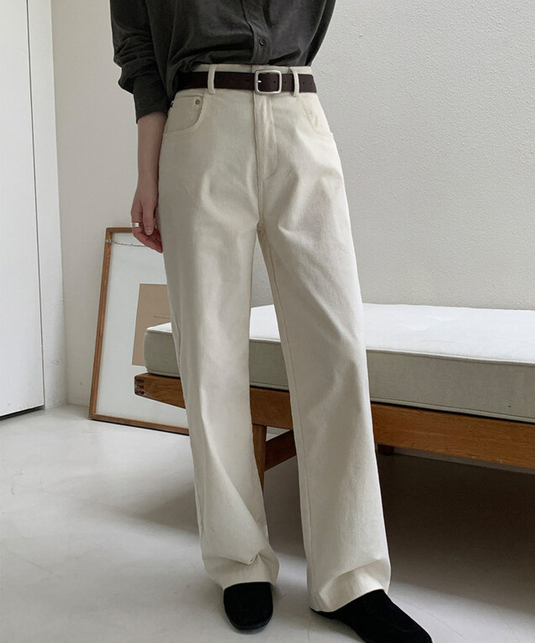 【丈別】 セミワイドコーデュロイパンツ PALE CREAM