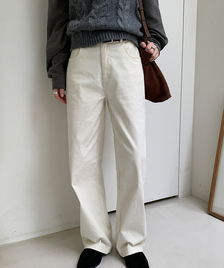 【丈別】 セミワイドコーデュロイパンツ PALE CREAM