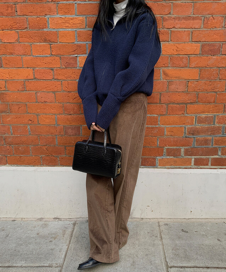 【丈別】 セミワイドコーデュロイパンツ BROWN