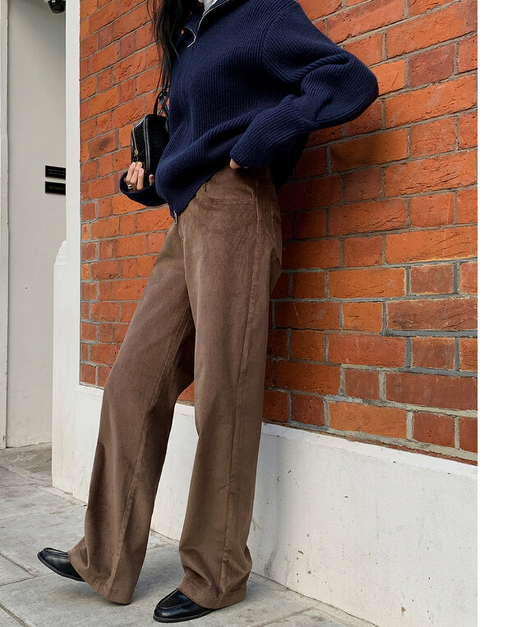 【丈別】 セミワイドコーデュロイパンツ BROWN