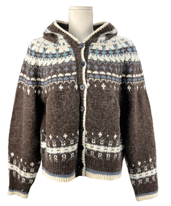 フードクリスマスノルディックニットカーディガン