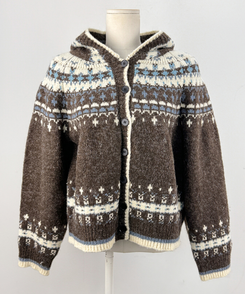 フードクリスマスノルディックニットカーディガン