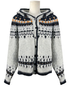 フードクリスマスノルディックニットカーディガン