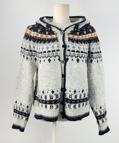 フードクリスマスノルディックニットカーディガン