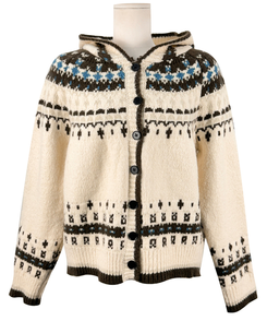 フードクリスマスノルディックニットカーディガン