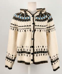 フードクリスマスノルディックニットカーディガン