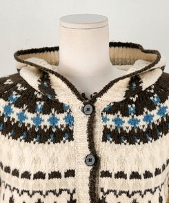 フードクリスマスノルディックニットカーディガン