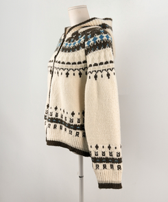 フードクリスマスノルディックニットカーディガン