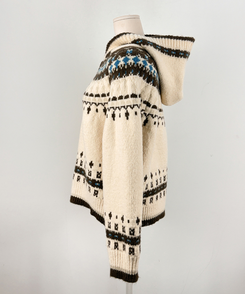 フードクリスマスノルディックニットカーディガン