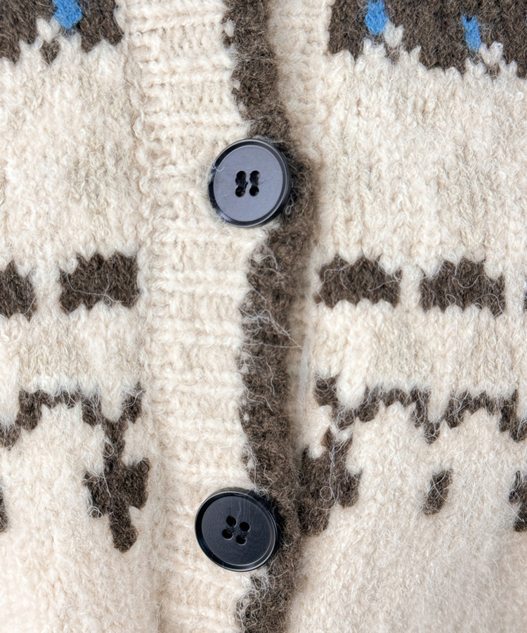 フードクリスマスノルディックニットカーディガン