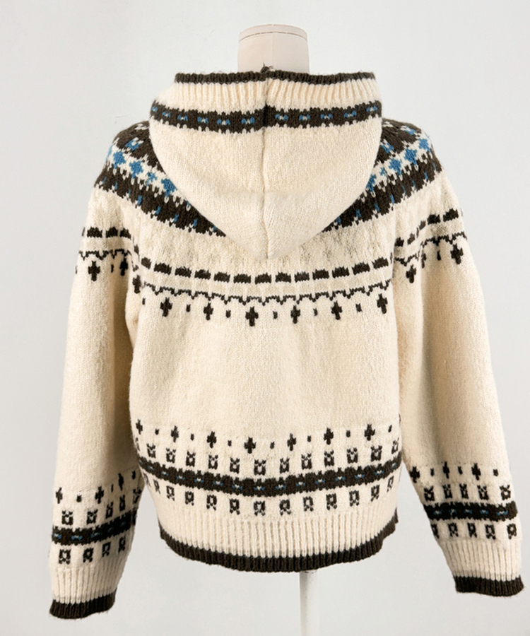 フードクリスマスノルディックニットカーディガン