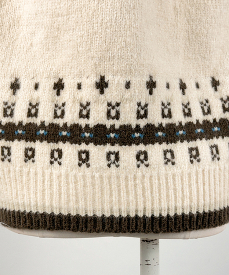 フードクリスマスノルディックニットカーディガン