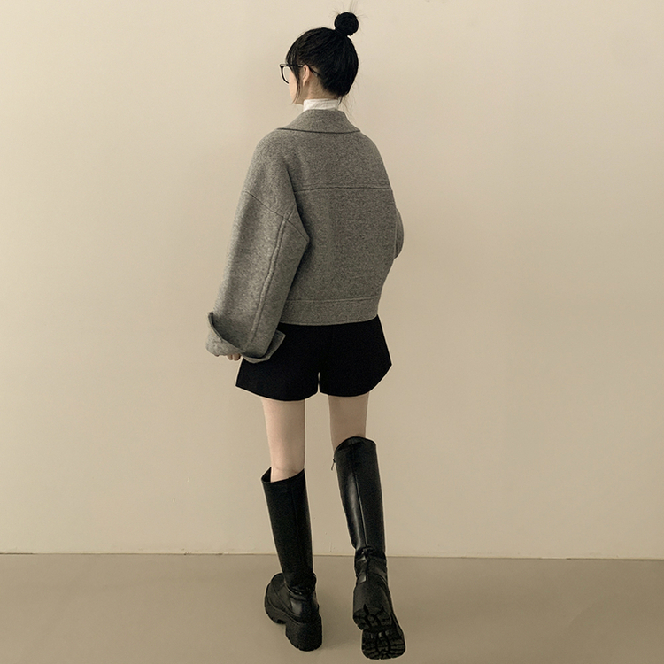 ACUOD by CHANU ベルト付き ショートパンツ ブラック　ジップ ベルト付き】ドミュアスラックスショートパンツ｜ショートパンツ｜韓国