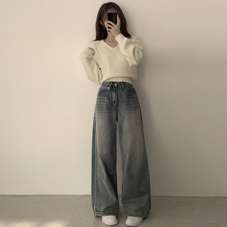 손이가요 손이가 겨울 폭닥 도톰 브이넥 긴팔 세미 크롭 니트 가을 상의 크리스마스 데일리 하객룩 겨울옷 10color 아이보리