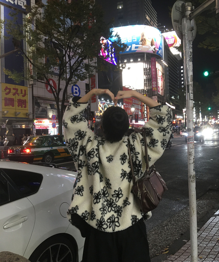 꽃 리버시블 뽀글이 후리스