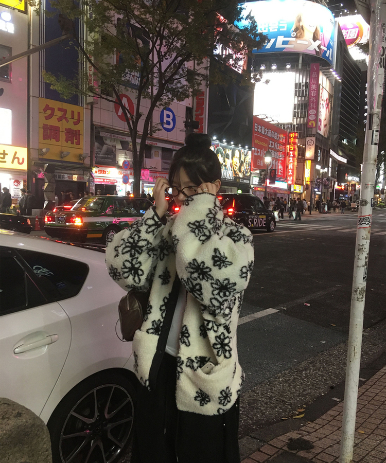 꽃 리버시블 뽀글이 후리스