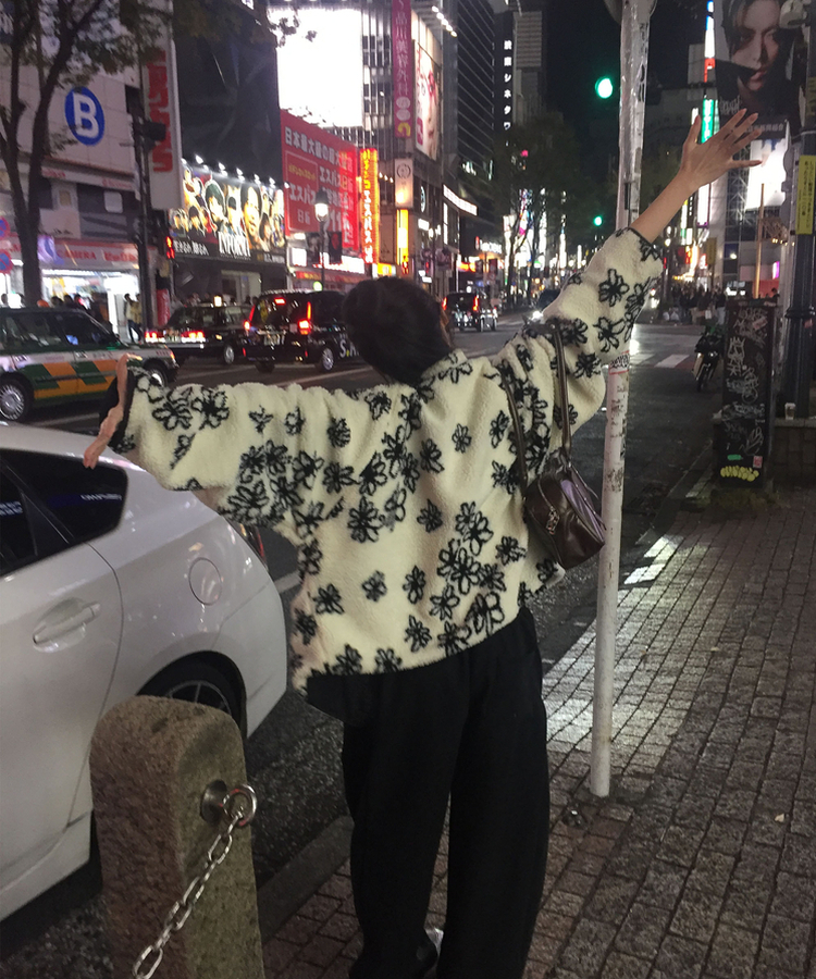 꽃 리버시블 뽀글이 후리스