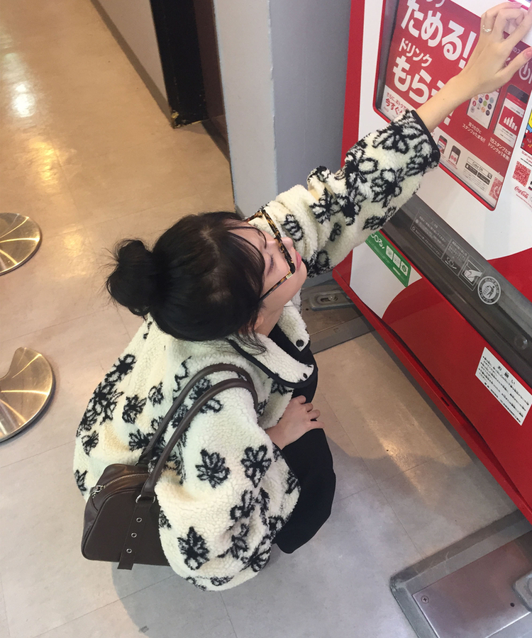 꽃 리버시블 뽀글이 후리스