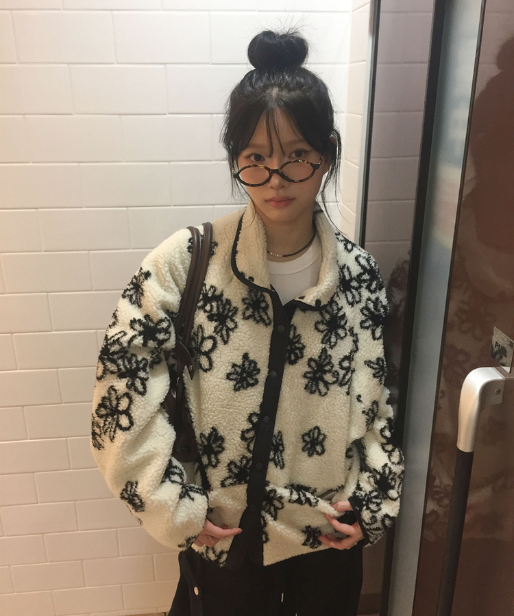 꽃 리버시블 뽀글이 후리스