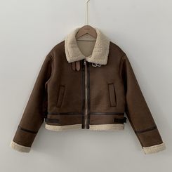 따뜻 스웨이드 크롭 버클 하이넥 무스탕 퍼카라 뽀글이자켓 세무 점퍼