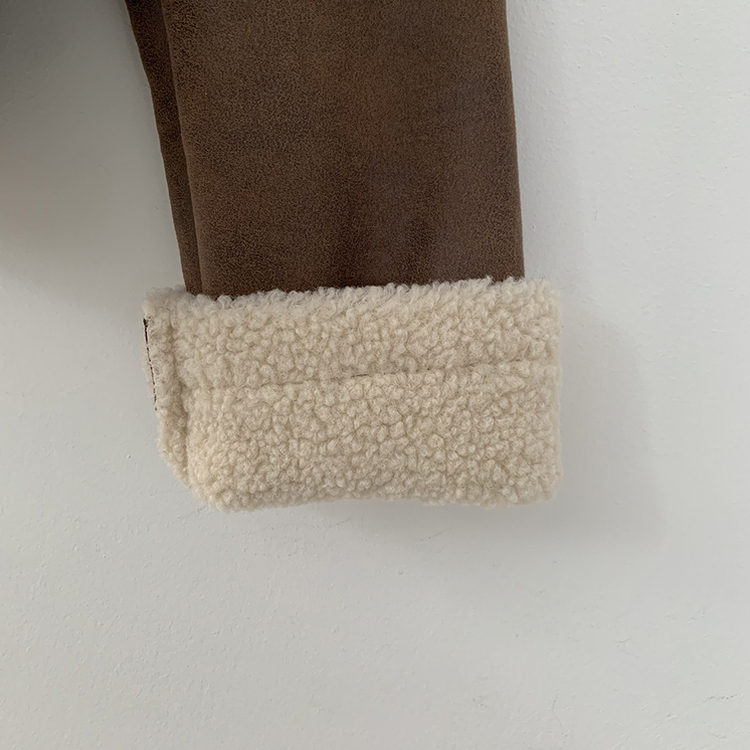 따뜻 스웨이드 크롭 버클 하이넥 무스탕 퍼카라 뽀글이자켓 세무 점퍼