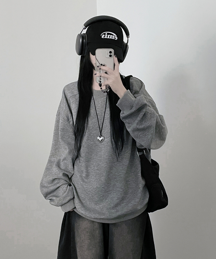 절개무지오버핏맨투맨 그레이