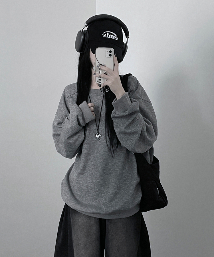 절개무지오버핏맨투맨 그레이