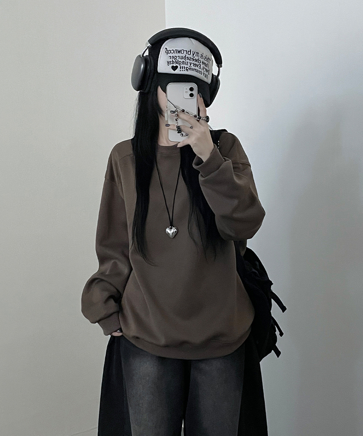 절개무지오버핏맨투맨 모카