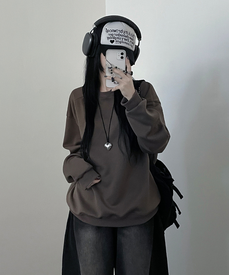 절개무지오버핏맨투맨 모카