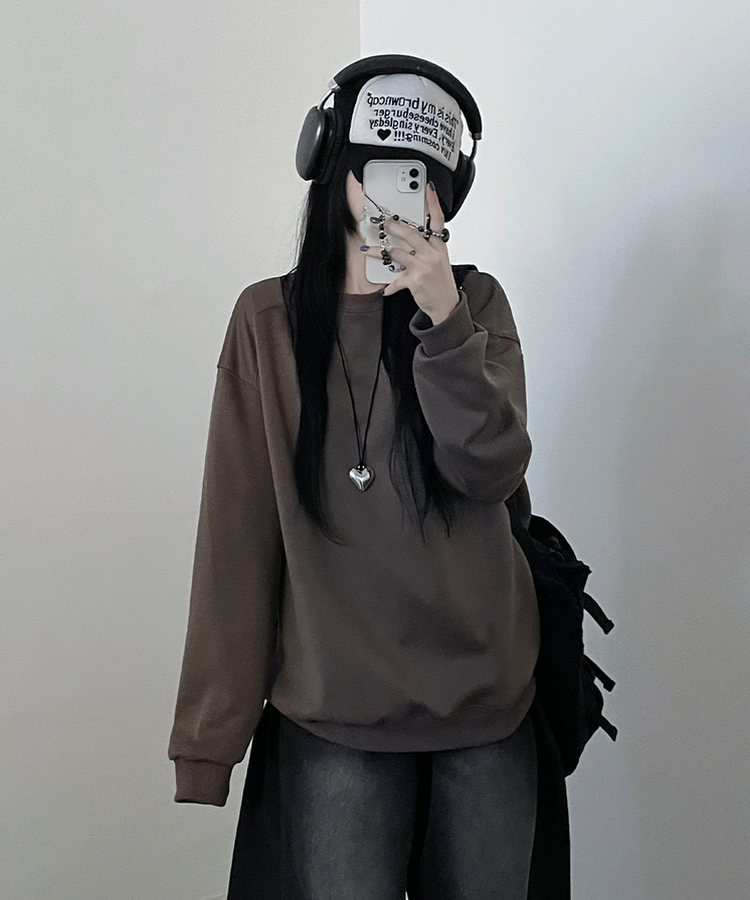 절개무지오버핏맨투맨 모카