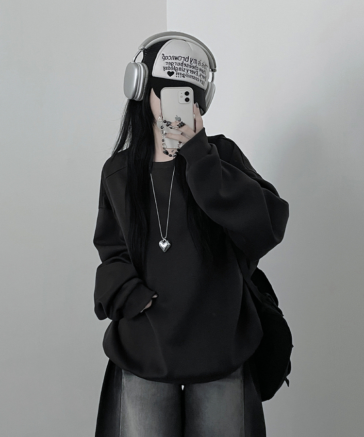 절개무지오버핏맨투맨 차콜