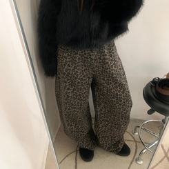 レオパードワイドパンツ BROWN