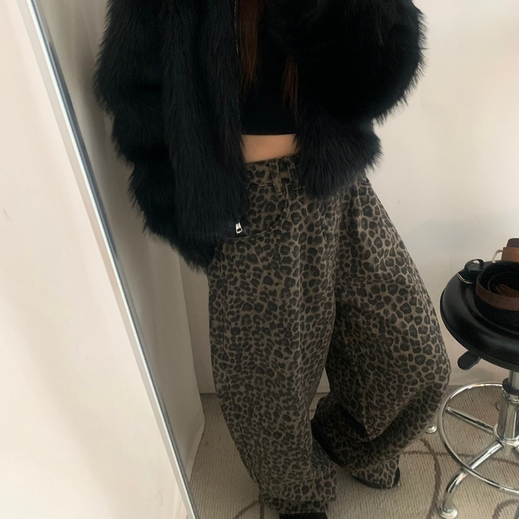 レオパードワイドパンツ BROWN