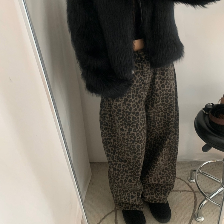 レオパードワイドパンツ BROWN