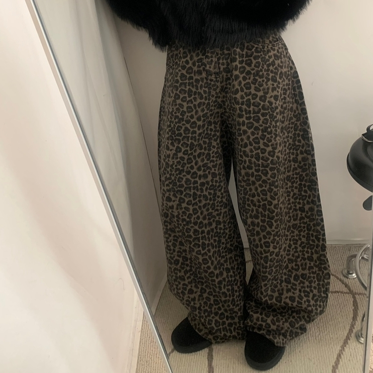 レオパードワイドパンツ BROWN