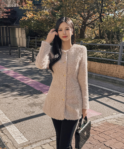 ダンブルツイードノーカラーミニワンピース BEIGE