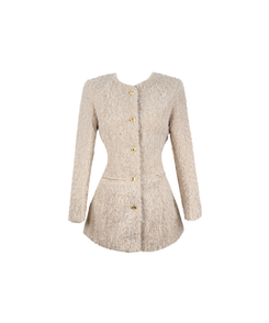 ダンブルツイードノーカラーミニワンピース