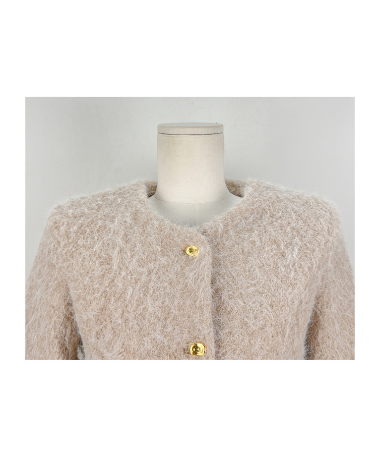 ダンブルツイードノーカラーミニワンピース