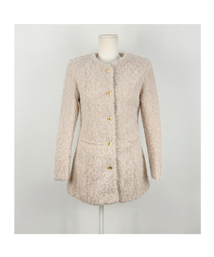 ダンブルツイードノーカラーミニワンピース