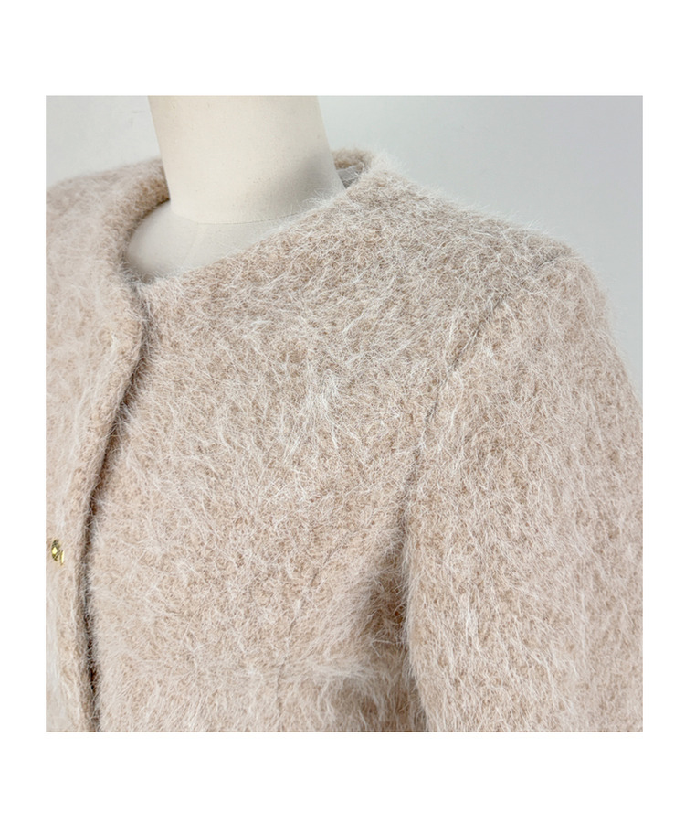 ダンブルツイードノーカラーミニワンピース