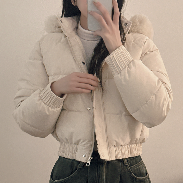 ファーフードショートダウン IVORY