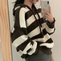 オーシャンストライプパーカーニット IVORY