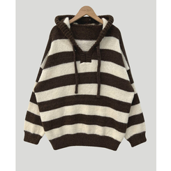 オーシャンストライプパーカーニット