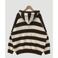 オーシャンストライプパーカーニット