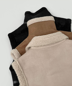 전체 양털기모 하이넥 버클 무스탕 조끼 베스트